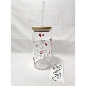 Mama Runs On Coffee & Jesus‎ Glass Tumbler 20 oz Bamboo Lid And Glass Straw Love